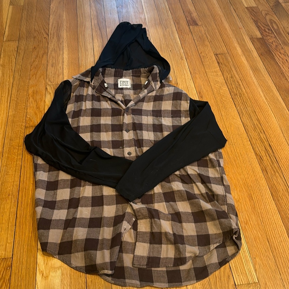 Vintage LF brown plaid and mesh flannel oversized